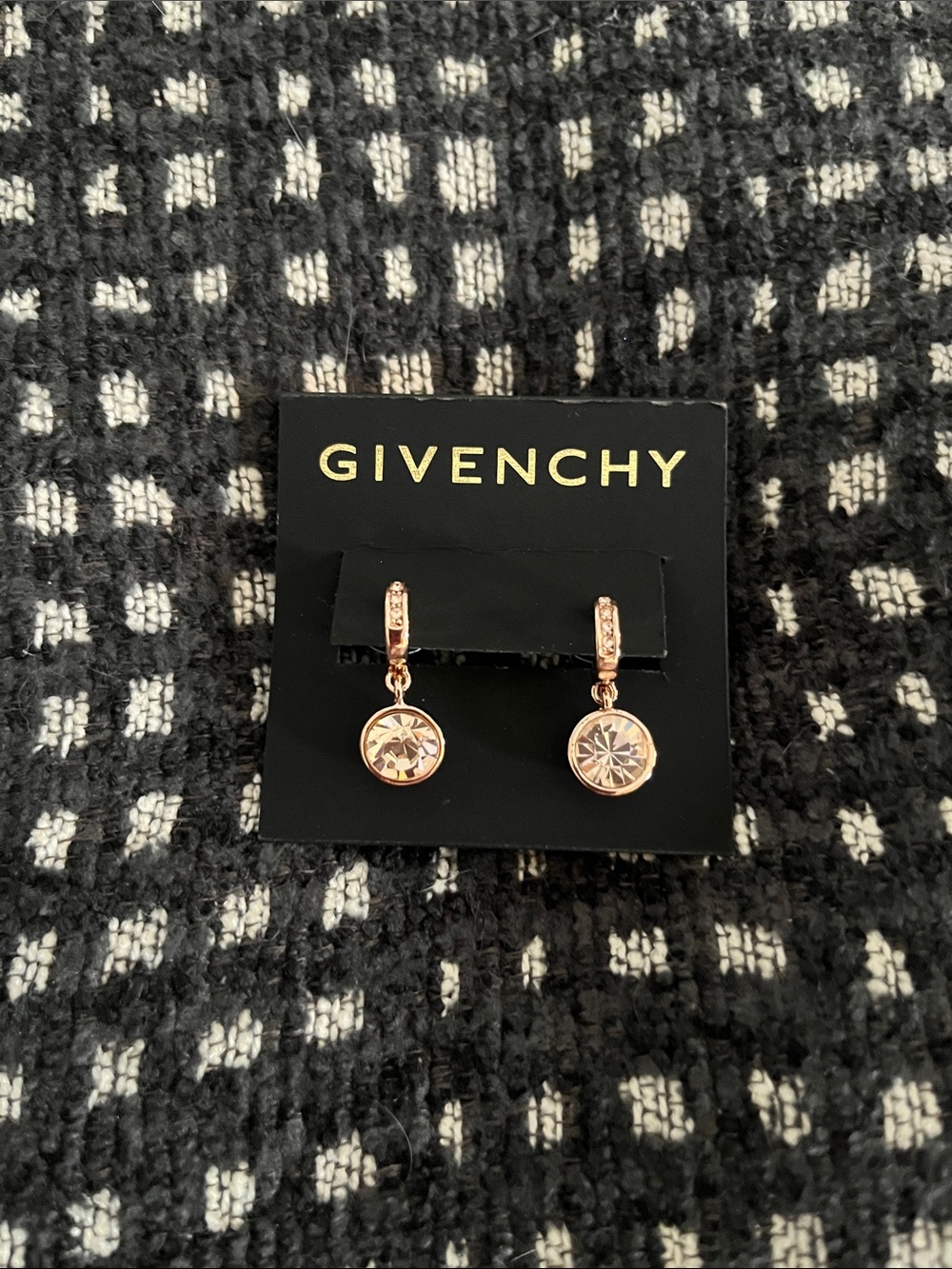 Givenchy Rose Gold Crystal Drop Earrings with rose gold Stones